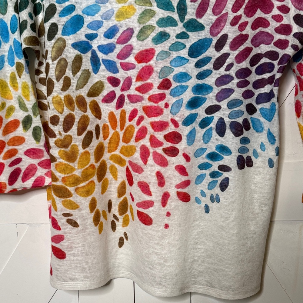 Fiona White Scoop Neck Petal Print Tunic Women's - Picture 4 of 8